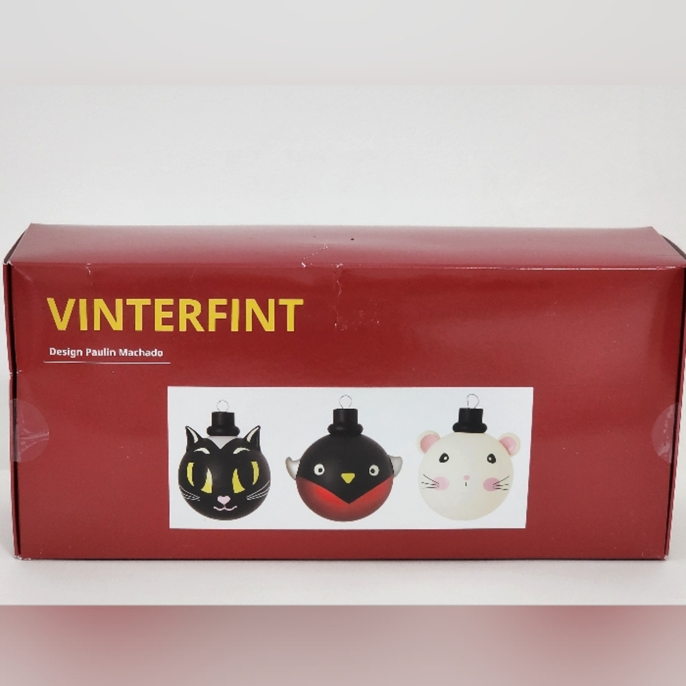 Ikea Vinterfint 3 pack Cat Mouse Bird Christmas Ornaments By Paulin Machado - Picture 2 of 11